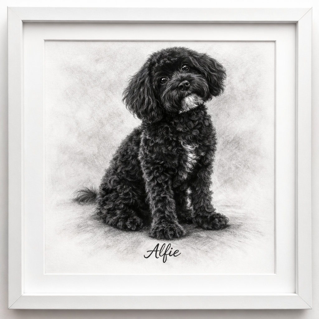 Custom Pet Portrait – Personalised Dog Print from Photo – A3 Wall Art-Colour or Black & White