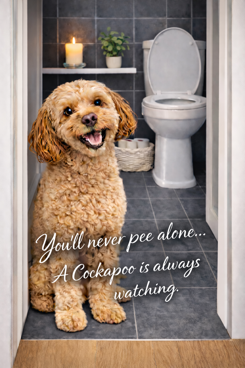 You’ll Never Pee Alone Dog Print – Funny Bathroom Wall Art – Gift for Dog Lovers