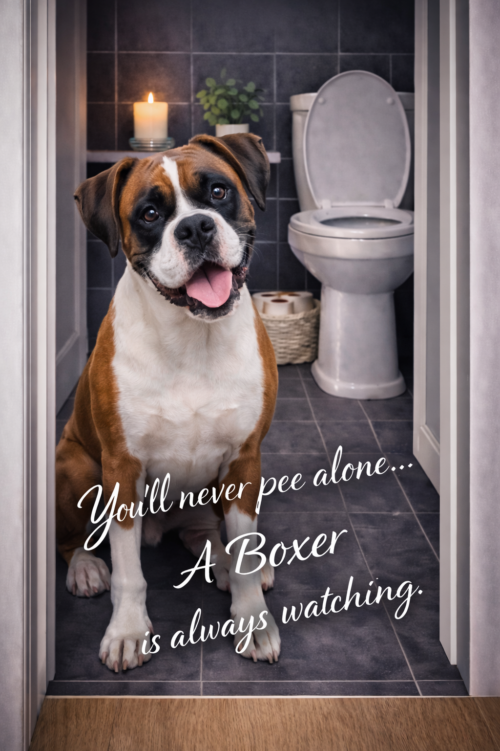 You’ll Never Pee Alone Dog Print – Funny Bathroom Wall Art – Gift for Dog Lovers