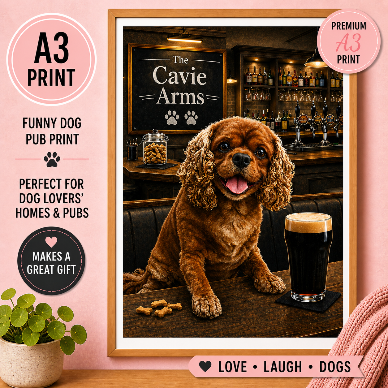 Funny Dog Pub Print A3 Print Custom Personalised - Modern Humour Art