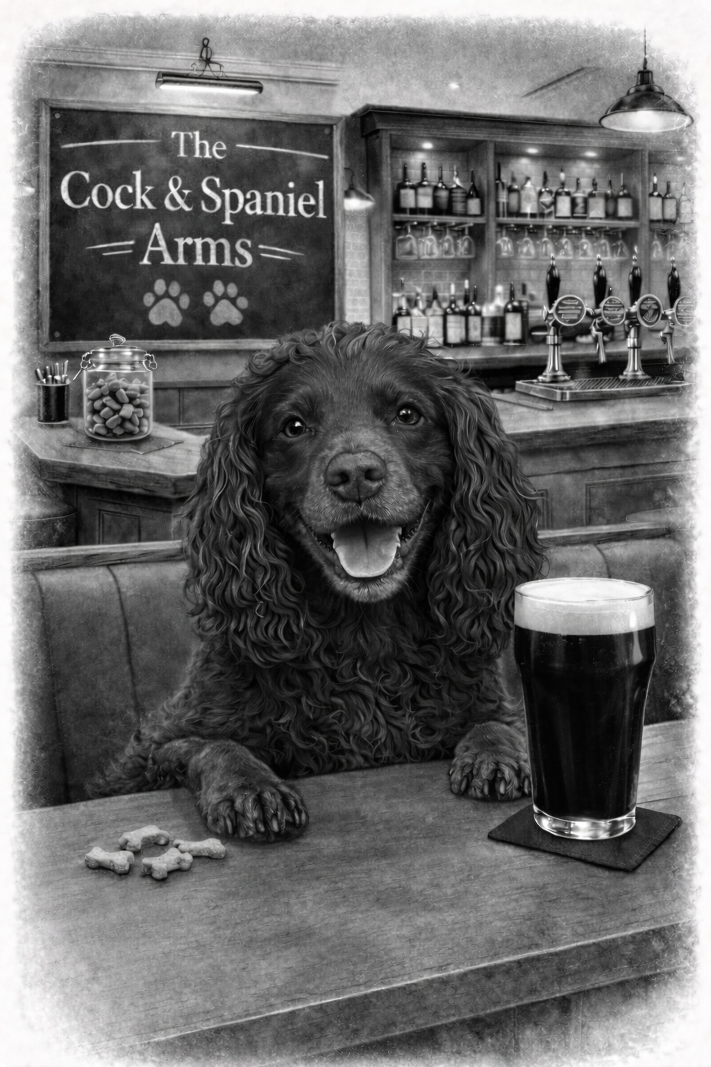 Funny Dog Pub Print A3 Print Custom Personalised - Modern Humour Art