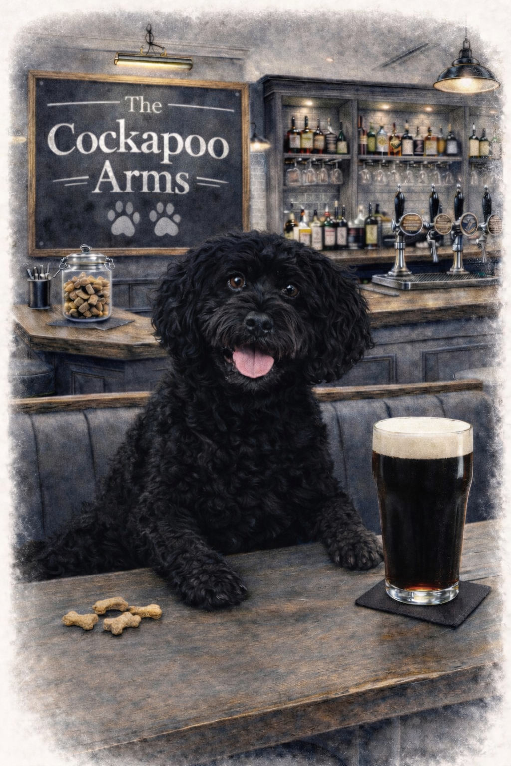 Funny Dog Pub Print A3 Print Custom Personalised - Modern Humour Art