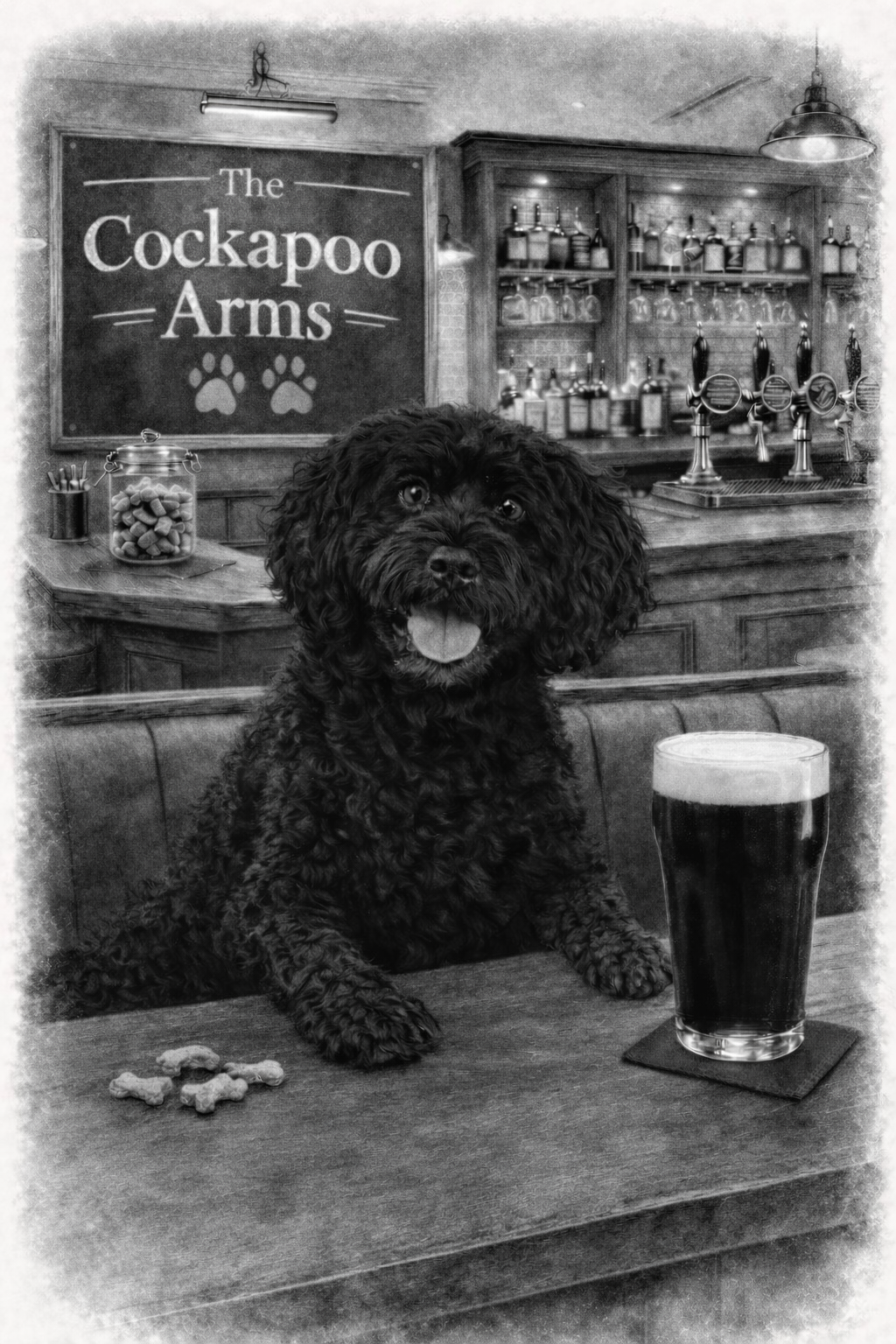 Funny Dog Pub Print A3 Print Custom Personalised - Modern Humour Art