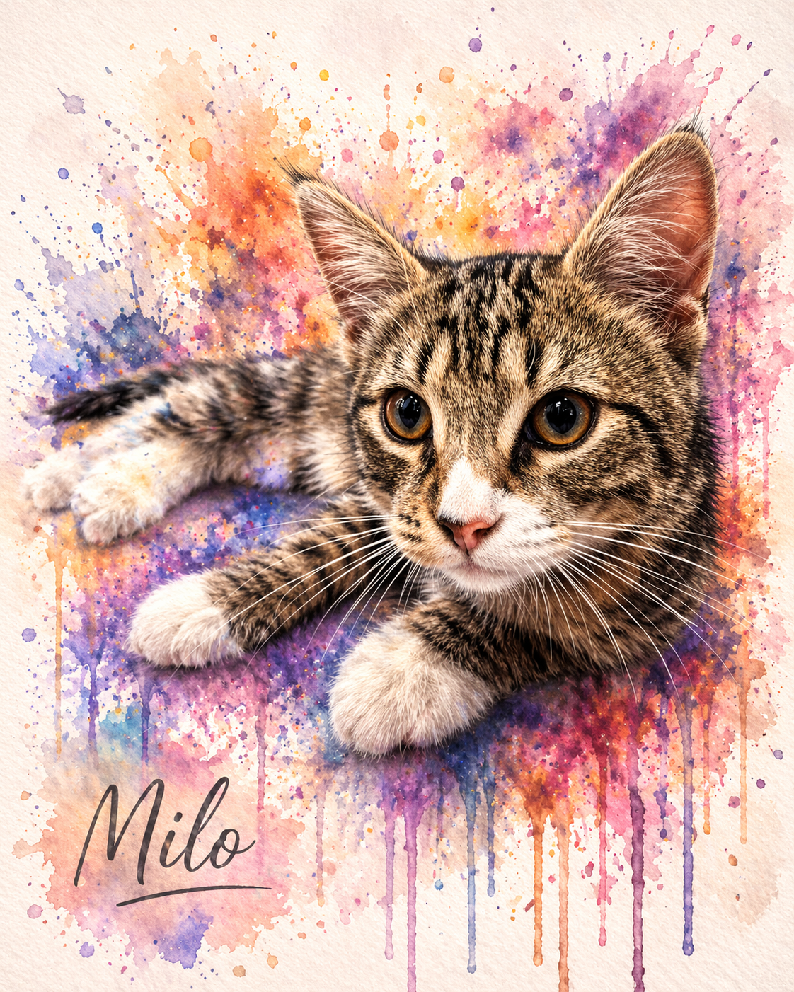 Custom Pet Portrait from Photo – Colour Splash Style | Personalised Dog Print | Unique Pet Gift | A3 Artwork