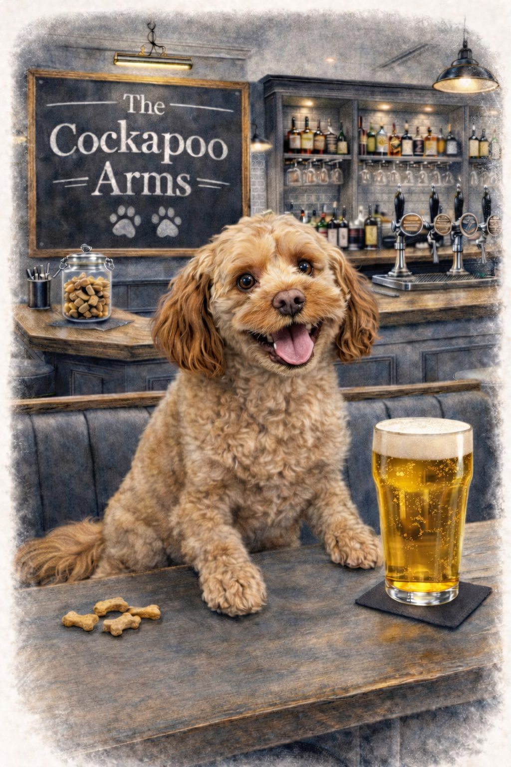 Funny Dog Pub Print A3 Print Custom Personalised - Modern Humour Art