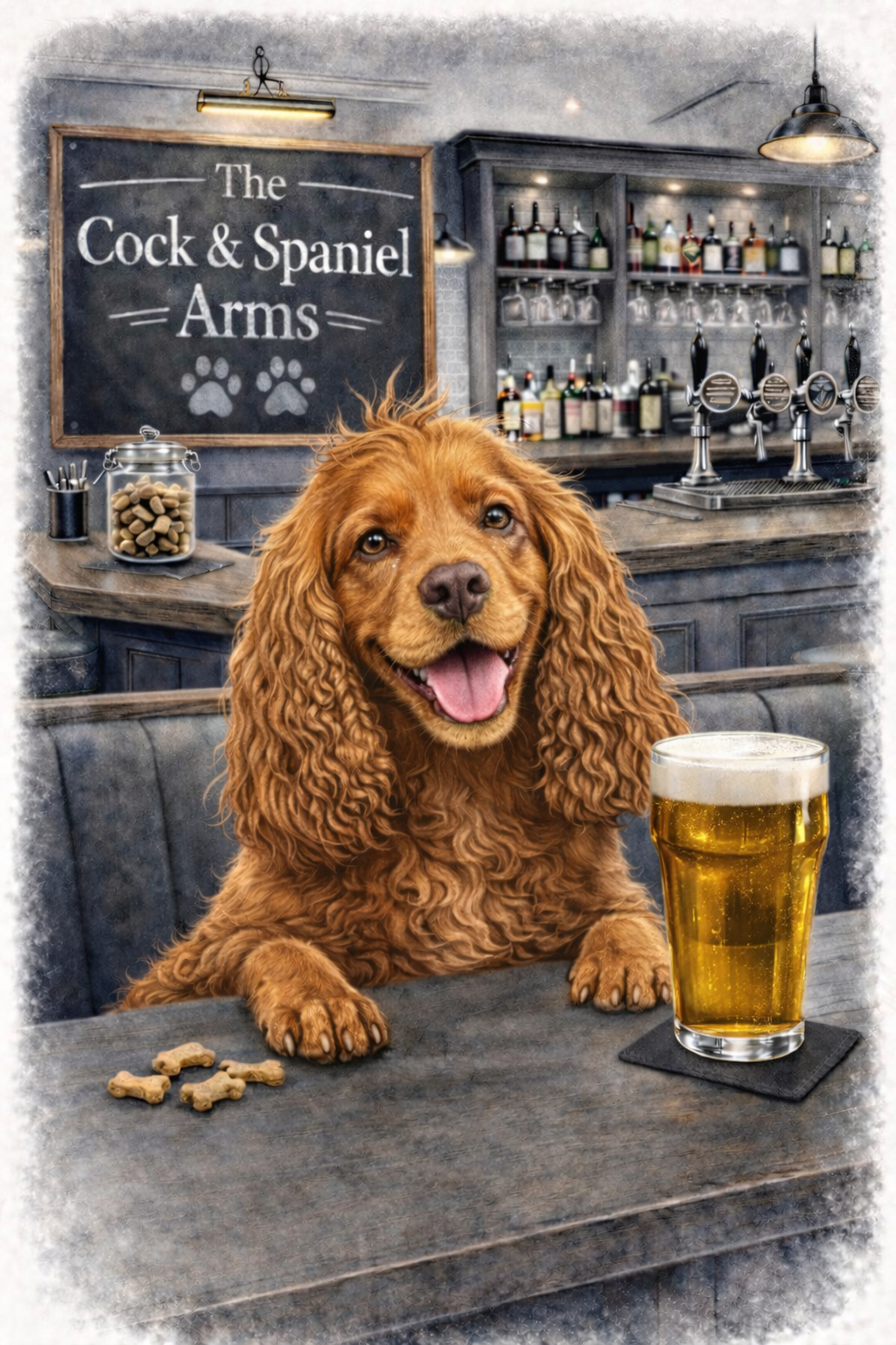 Funny Dog Pub Print A3 Print Custom Personalised - Modern Humour Art