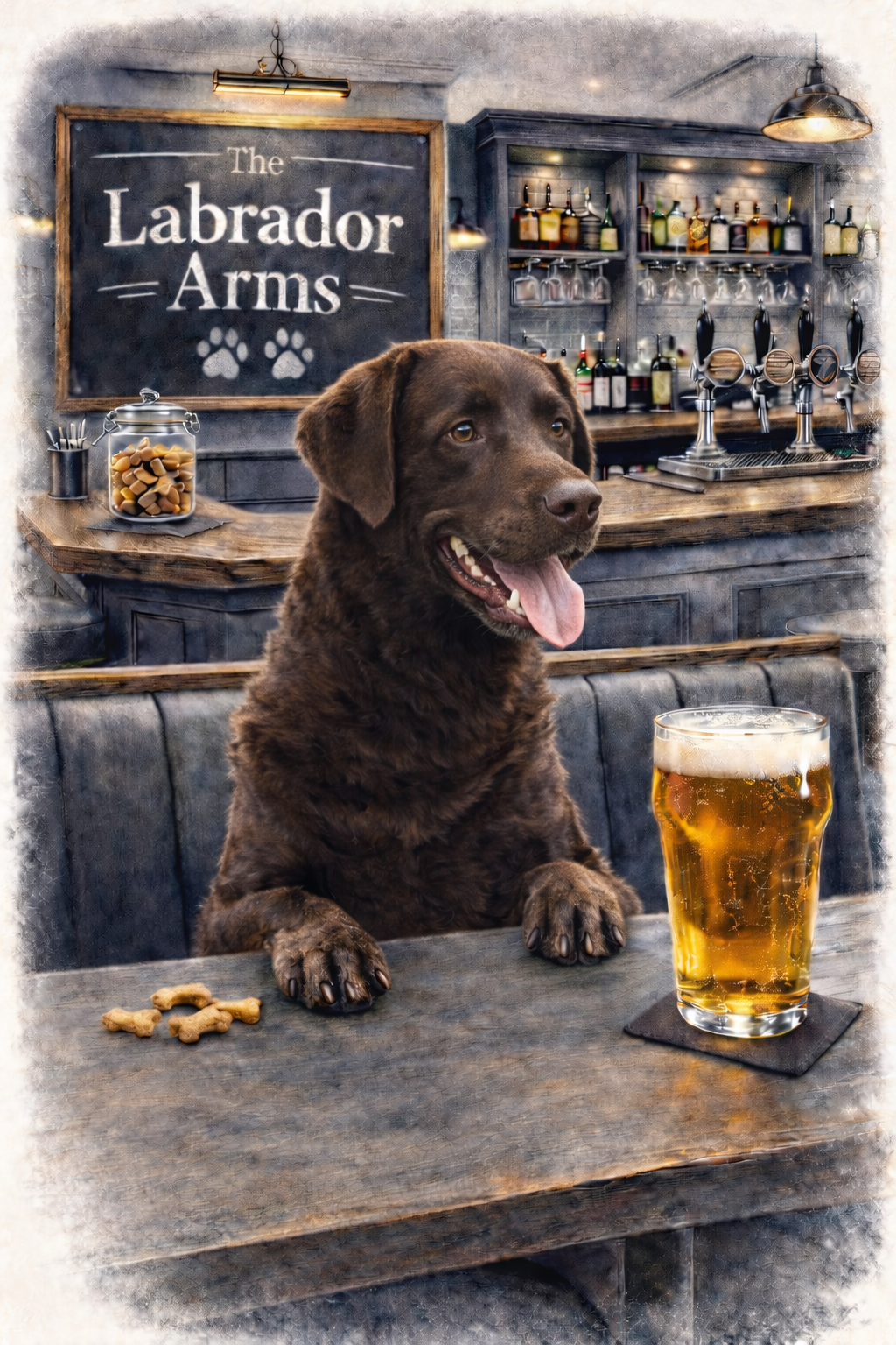 Funny Dog Pub Print A3 Print Custom Personalised - Modern Humour Art