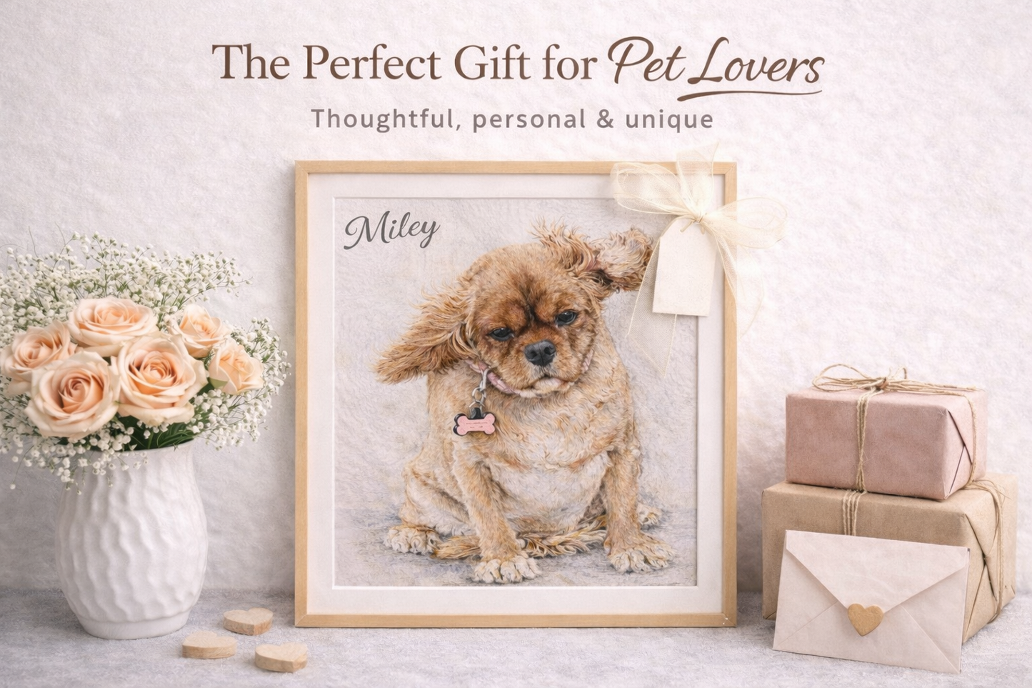 Custom Pet Portrait – Personalised Dog Print from Photo – A3 Wall Art-Colour or Black & White