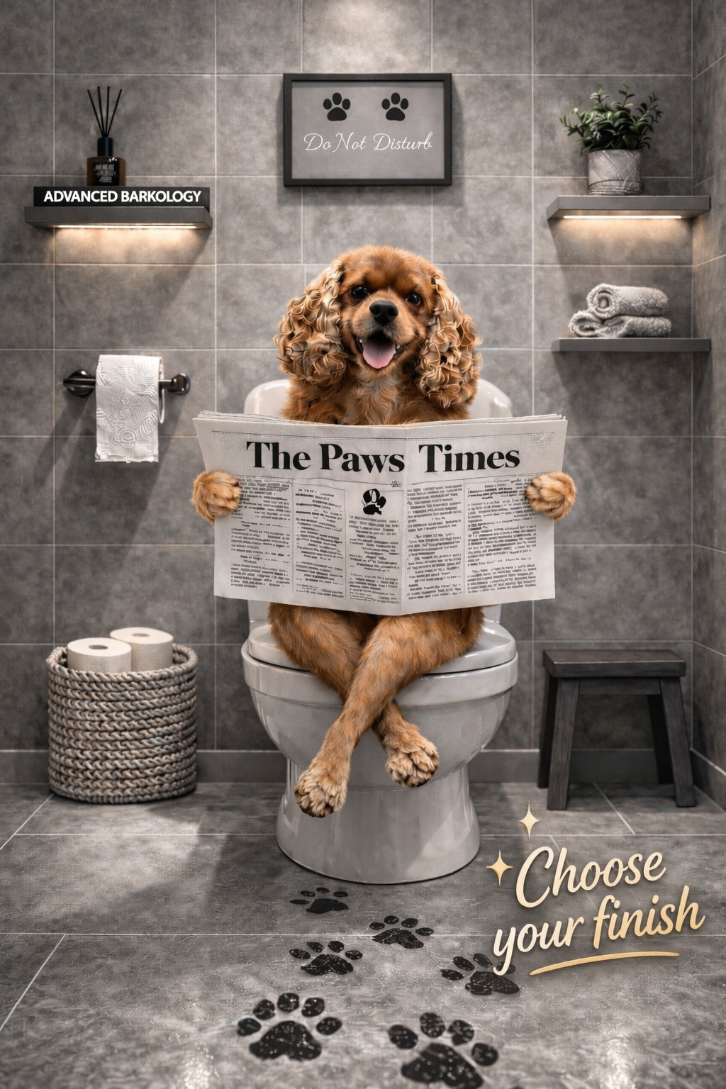 Funny Dog Toilet Print – Personalised A3 Wall Art - Photo to Art - Custom Portrait