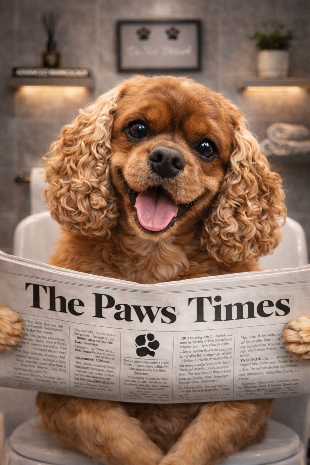 Funny Dog Toilet Print – Personalised A3 Wall Art - Photo to Art - Custom Portrait