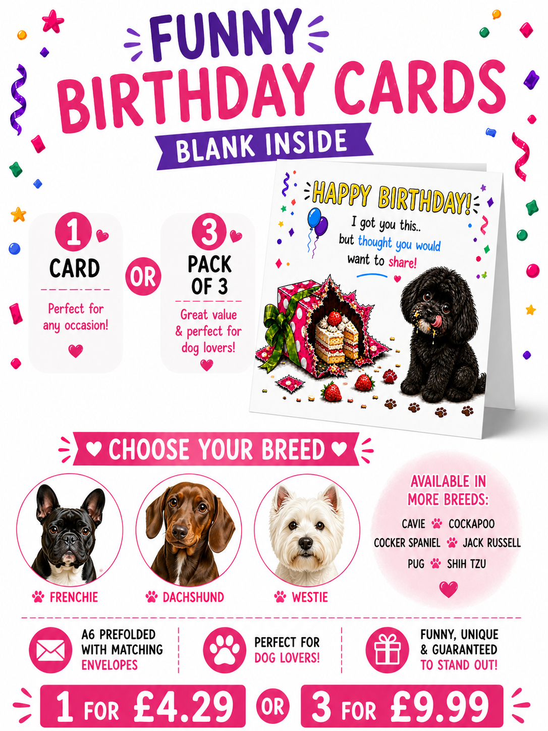 Funny Dog Birthday Card – Cheeky Pet Card Present