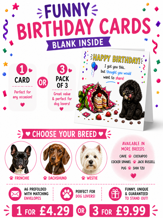 Funny Dog Birthday Card – Cheeky Pet Card Present