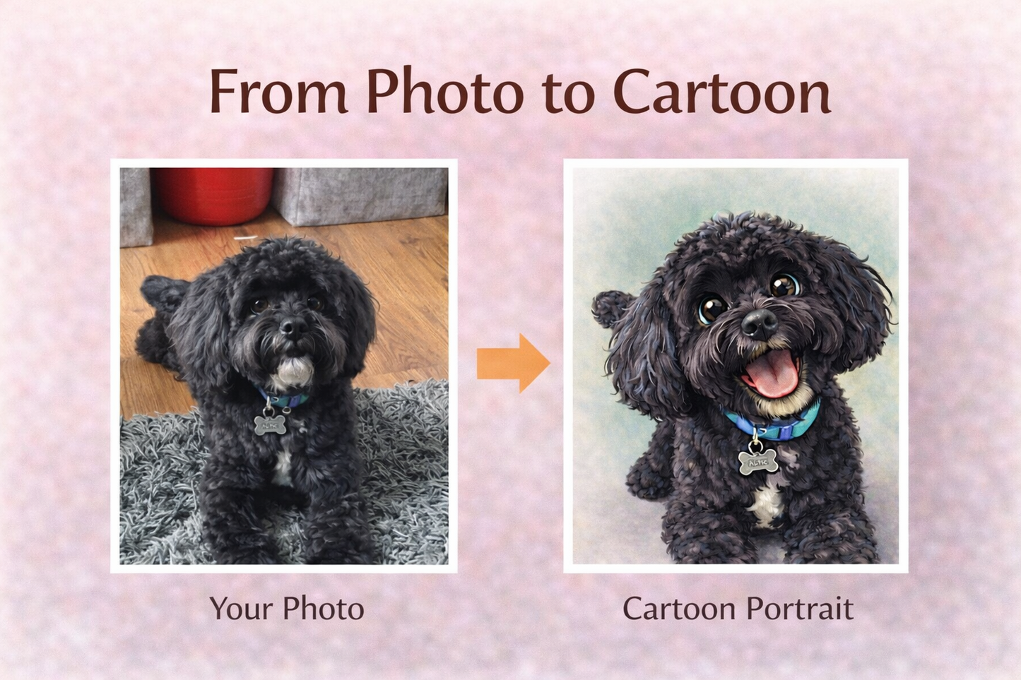 Cartoon Pet Portrait from Photo | Funny Dog Caricature Print | Personalised Pet Gift | Custom Dog Portrait | A3 Wall Art Gift