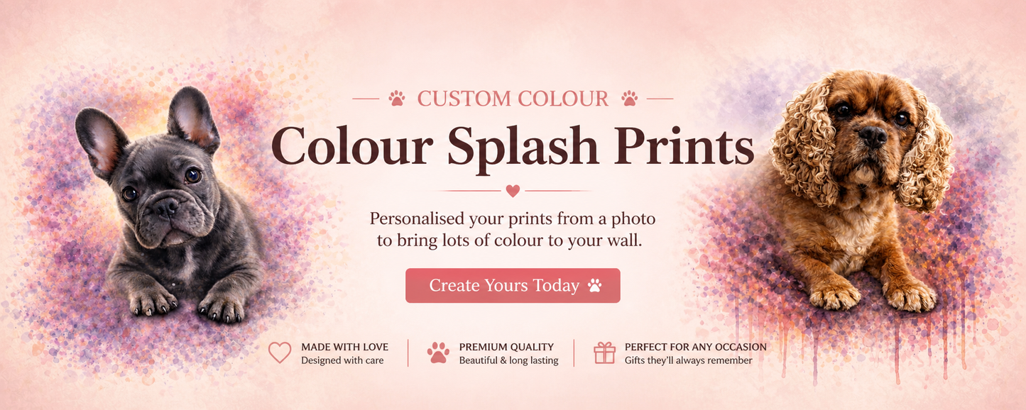 Custom Pet Portrait from Photo – Colour Splash Style | Personalised Dog Print | Unique Pet Gift | A3 Artwork