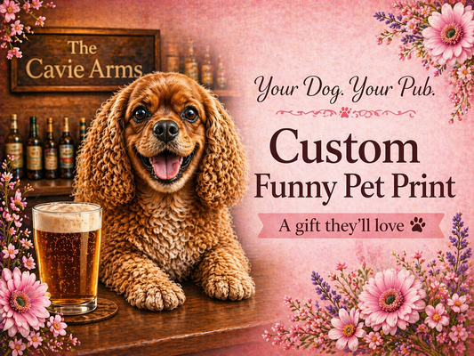 Funny Dog Pub Print A3 Print Custom Personalised - Modern Humour Art
