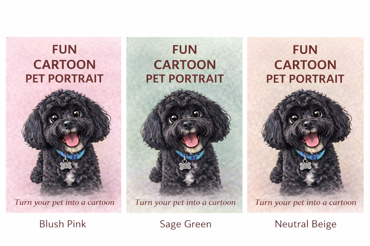 Cartoon Pet Portrait from Photo | Funny Dog Caricature Print | Personalised Pet Gift | Custom Dog Portrait | A3 Wall Art Gift