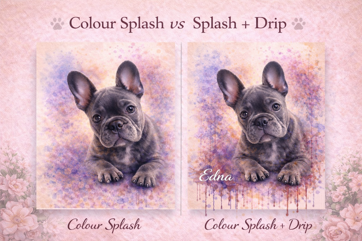 Custom Pet Portrait from Photo – Colour Splash Style | Personalised Dog Print | Unique Pet Gift | A3 Artwork
