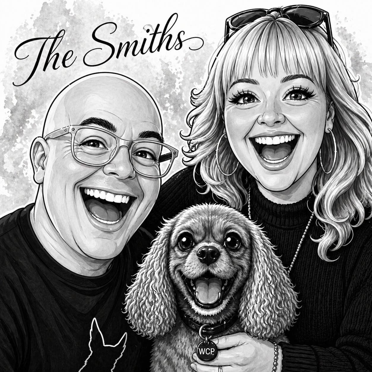 Personalised Cartoon Avatar Portrait | Couple & Pet Illustration from Photo | Funny Custom Pet Portrait | Unique Gift Idea | A3 Print